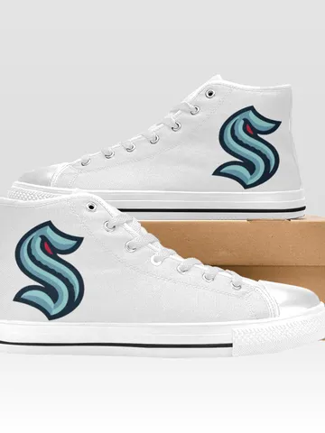 Seattle Kraken Shoes, High-Top Sneakers, Handmade Footwear $59.97