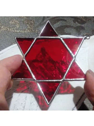 Star of David, Hanukkah, jewish star, Red snowflake suncatcher, new year tree toy, seals of Solomon, star car hanger $30.00