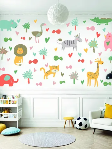 Animals Wall Decals Set Kids Stickers el68 $27.99