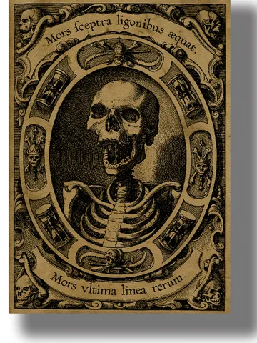 A terrible skeleton that is waiting for its next victim. Allegory of the frailty of human existence. $21.00