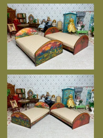 Doll bed. Dollhouse miniature. 1:12. Handmade. Dollhouse bed. $57.00