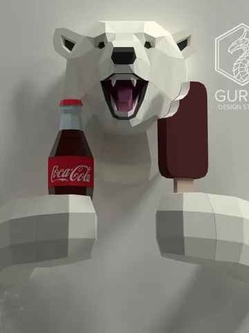 Smiling Polar Bear Papercraft, Digital Template, PDF Download, Gurko, 3D Low Poly, Pepakura, DIY Origami Sculpture, Paper Decor, DIY Gift $24.00