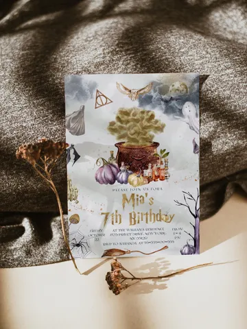 The Chosen One Invitation; Wizard Birthday Party; Magic School 1st Birthday Invitation Template; Editable Wizarding World Invitation; a1 $12.78