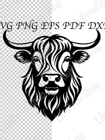 Buffalo head svg, Highland cow overlay, bull cut file, cow head сnc, farm animal for Cricut Silhouette, eps, farm life png. Instant download $3.39