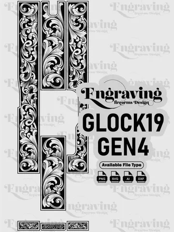 Glock19 Gen4 Engraving Design | Glock19Gen4 | Vector File Bundle for Laser Engraving Svg $36.99