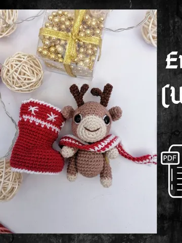 PDF Christmas Deer in a sock Christmas amigurumi pattern Christmas ornament Deer Christmas decoration X-mas crochet Amigurumi Christmas Sock $10.00