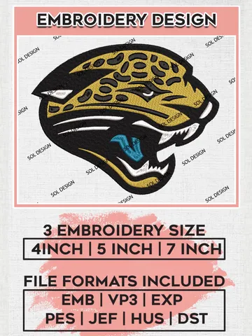 NFL Jacksonville Jaguars Logo Embroidery Designs, NFL Jaguars, NFL Embroidery Designs, NFL Jacksonville Jaguars Machine Embroidery Design, Digital Download