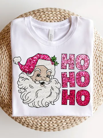 Faux Sequin Santa png, Ho Ho png, Merry Christmas png, Trendy Xmas sublimation, Retro Christmas, Faux Sequin Merry Christmas Santa Ho Ho Ho $4.56