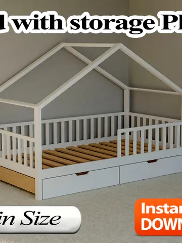 Twin Bed Plan, With Storage, PDF, DIY $14.95