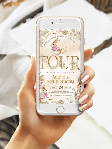 Editable Digital Invitation template for the 1st Baby Birthday party in Peter Rabbit style instant download and unlimited access pr777 $12.78