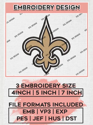 New Orleans Saints Embroidery Designs, NFL Saints, NFL Embroidery Designs, NFL New Orleans Saints Machine Embroidery Design, Digital Download $6.99