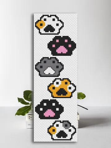 Cross stitch bookmark pattern Cat Paws, Cute Cats