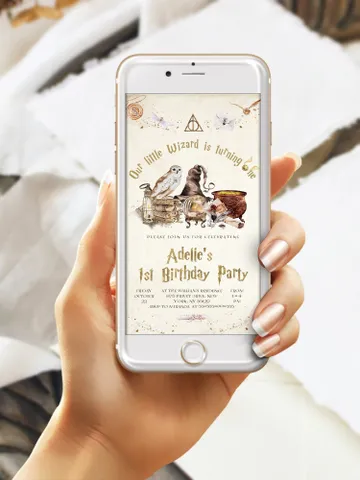 The Chosen One Invitation; Wizard Birthday Party; Magic School 1st Birthday Invitation Template; Editable Wizarding World Invitation; Wms12 $12.78