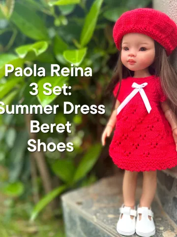 Paola Reina Doll 3 ITEMS Set: Exclusive OOAK Handmade Outfit - Dress, Beret, Shoes $60.93