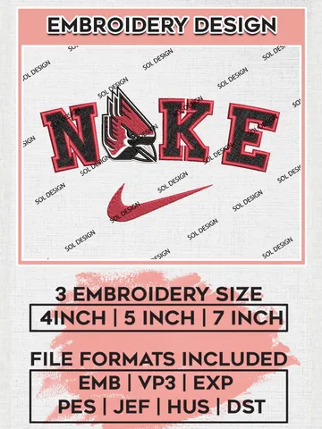 Nike Ball State Cardinals Machine Embroidery Design, NCAA Ball State Cardinals Embroidery Design Design files, NCAA Embroidery Designs, NCAA Machine Embroidery Designs, Digital Download $6.99