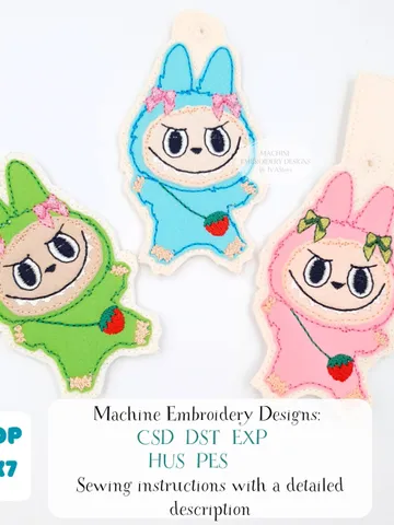 ITH Monster Elf Key Fob Embroidery Design, Labu Style Bag Charm Pattern, Art Toy DIY, 5x7 Hoop Digital File $7.00