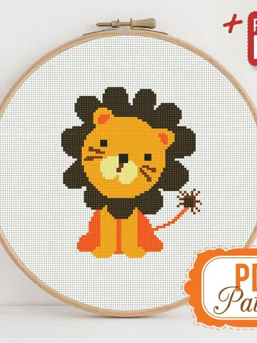 Baby Lion Cross stitch pattern Animal Funny Kids Cross stitch pattern PDF Format Instant Download Home decor Modern $4.74