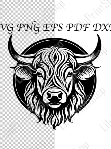 Highland cow svg, cow head сnc, svg, farm animal cut file for Cricut Silhouette, bull head eps, farm life png, dxf, pdf. Instant download $3.39