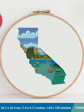 California State Silhouette Cross stitch pattern | Embroidery Pattern | Instant Download | Embroidery Designs $5.94