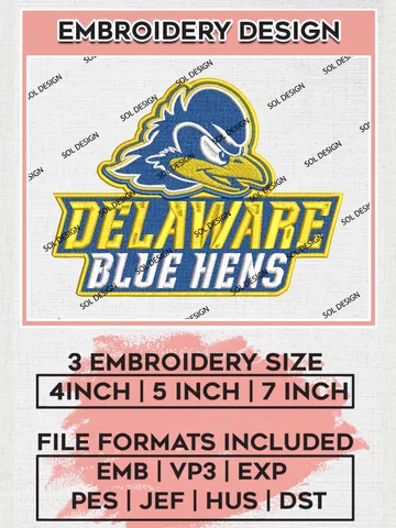 Delaware Blue Hens Team Head Mascot Logo Machine Embroidery Design, NCAA Delaware Blue Hens Team Design Design files, NCAA Team Embroidery Designs, NCAA Machine Embroidery Designs, Digital Download $6.99