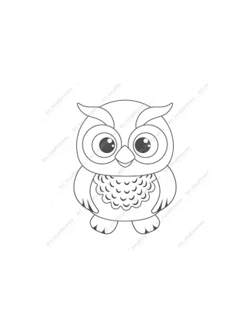 Cute owl coloring page PNG JPG $3.00