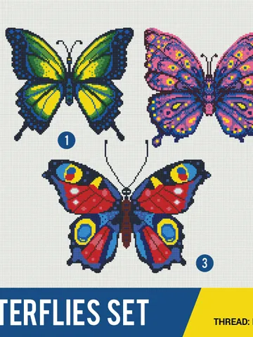 Butterfly Bundle of 3 Cross stitch pattern | Embroidery Pattern | Instant Download | Embroidery Designs $10.00