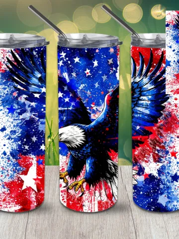Bald Eagle 4th of July Tumbler Wrap PNG $2.00