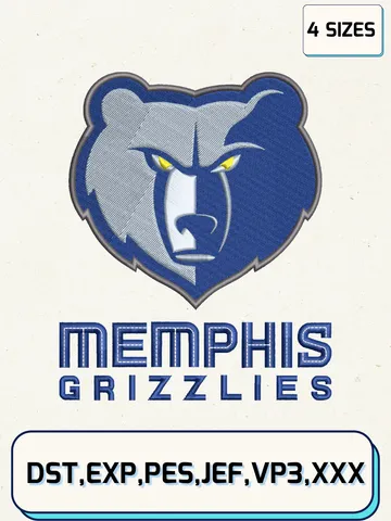 Memphis Grizzlies Logos Embroidery Design Files,NBA Logos Embroidery Designs,Machine Embroidery Files,4 Sizes $4.99