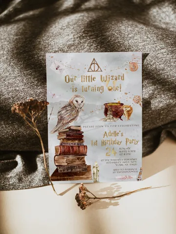 The Chosen One Invitation; Wizard Birthday Party; Magic School 1st Birthday Invitation Template; Editable Wizarding World Invitation; W8 $12.78
