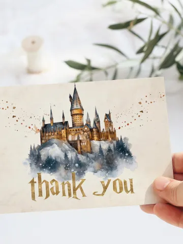 Editable Thank you card Wizard Birthday Party; Magic School Birthday; Printable thank you card ; thank you Magical Party Decoration; Wiz1320 $10.45
