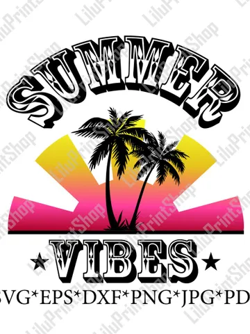 Palm tree svg Summer vibes Logo Beach, retro Sunset cut file for Tropical adventure, Cricut Silhouette sublimation. Instant download $2.71