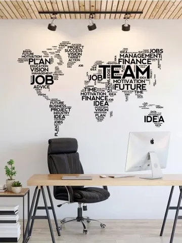 World map from business words Wall decal Office motivational Sticker z3021 $23.99