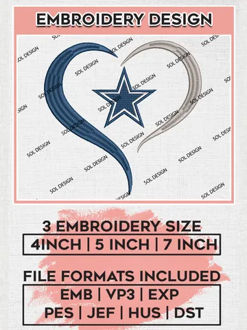 NFL Dallas Cowboys Embroidery Designs, NFL Cowboys, NFL Logo Embroidery Files, NFL Dallas Cowboys Machine Embroidery Design, Digital Download $6.99