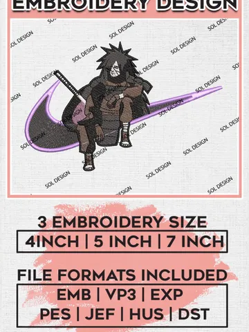 Madara Uchiha Nike Embroidery Designs, Madara Embroidery Files, Naruto Nike Machine Embroidery Pattern EMB_ANIME_170 $6.99