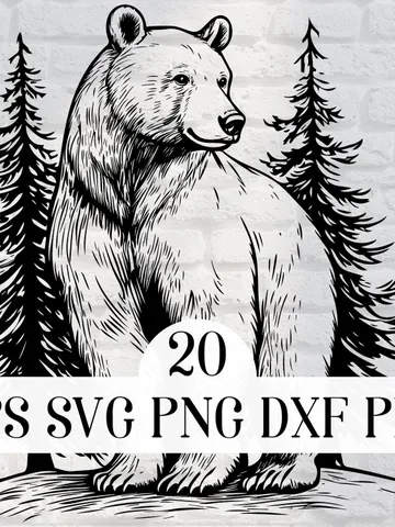 Vector 20 Bear Design Bundle forest Bear PNG for Sublimation Bear SVG file for cricut, Wild Bear Laser Cut file for engraving, Prints $2.99