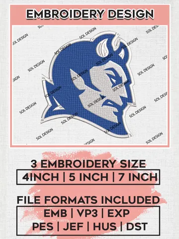 Central Connecticut Blue Devils Mascot Embroidery Designs, NCAA Logo Embroidery Files, NCAA Central Connecticut Logo, NCAA Embroidery Designs, Machine Embroidery Designs, Digital Download $6.99