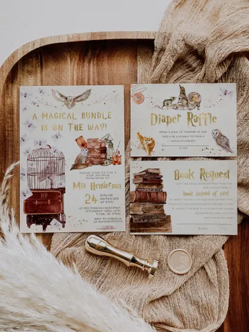 DIY Wizarding World Baby Shower Set; Magic School Baby Shower Template; School of Wizard Baby Shower invitation template; wh1 $22.95