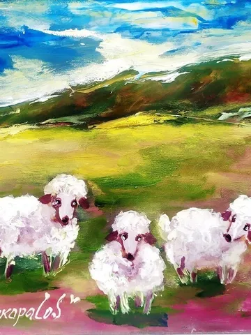 Sheep Painting Ireland Original Art Irish Landscape Oil Painting Farm Small Artwork by ArtProkopaloSv $46.00