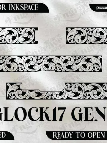 Glock 17 Gen 03 Scroll Design,lasercut,laserengraving,fiberlaser,engravingfiles,metalart $40.00