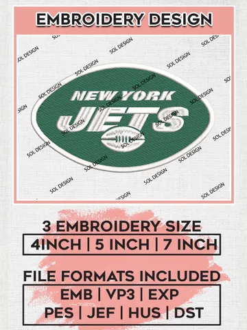 New York Jets Machine Logo Embroidery Designs, NFL Jets, NFL Logo Embroidery Files, NFL New York Jets Machine Embroidery Design, Digital Download