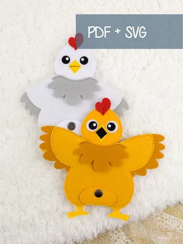 Felt Chickens Sewing Pattern - Dress Up toy $7.00