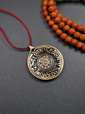 Gandhanra Vintage Tibetan Buddhist Amulet,Om Badge Pendant, Mantra of Om Mani Padme Hum, Made of Lima Brass,1.58&quot; $59.99
