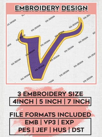 Minnesota Vikings Wordmark Logo Embroidery Design Files, NFL Vikings, NFL Embroidery Designs, NFL Minnesota Vikings Machine Embroidery Design, Digital Download