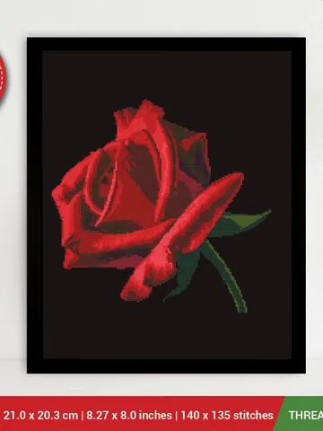 Red Rose Cross stitch pattern | Embroidery Pattern | Instant Download | Embroidery Designs $5.94