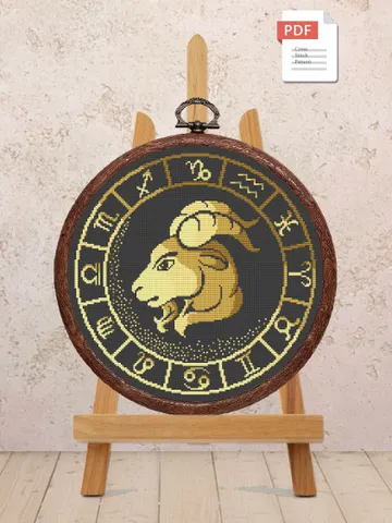 Capricorn Cross Stitch Pattern, Zodiac Cross Stitch, Embroidery Zodiac, Signs of the Zodiac Pattern, Modern Cross Stitch #zdc010 $4.00