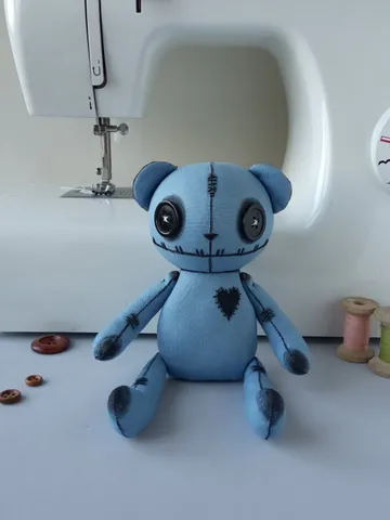 Handmade Stuffed Bear – Blue $63.00
