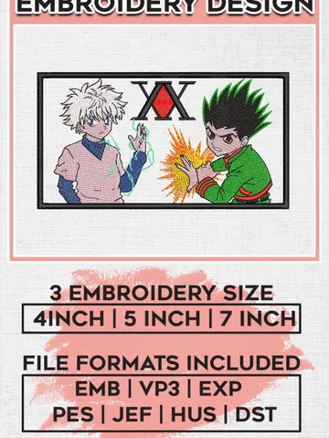 Killua x gon embroidery design, Hunter x hunter embroidery,Anime design, Anime shirt, Embroidery shirt, Digital download EMB_ANIME_68 $6.99