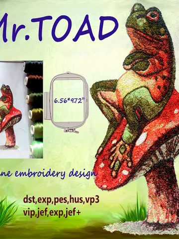 Toad 7x11 Embroidery Design $14.00