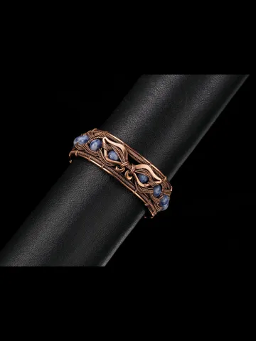 Copper wire wrapped sodalite bracelet 7th Anniversary gift