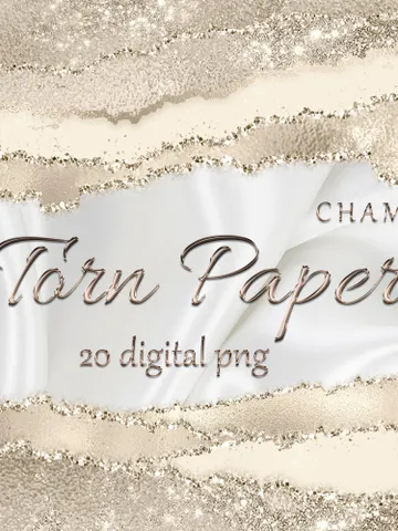 Glam Edges; Glam Digital Borders; Glitter Torn Paper; Glam Ripped Edged; Commercial Use; Glam Wavy Borders; Gold Torn paper clip art